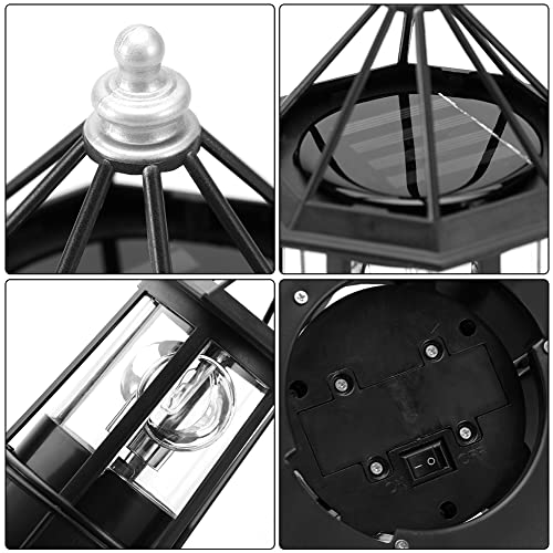 Solar Lighthouse Rotating Light, IP65 Waterproof for Patio Garden Decor H598474