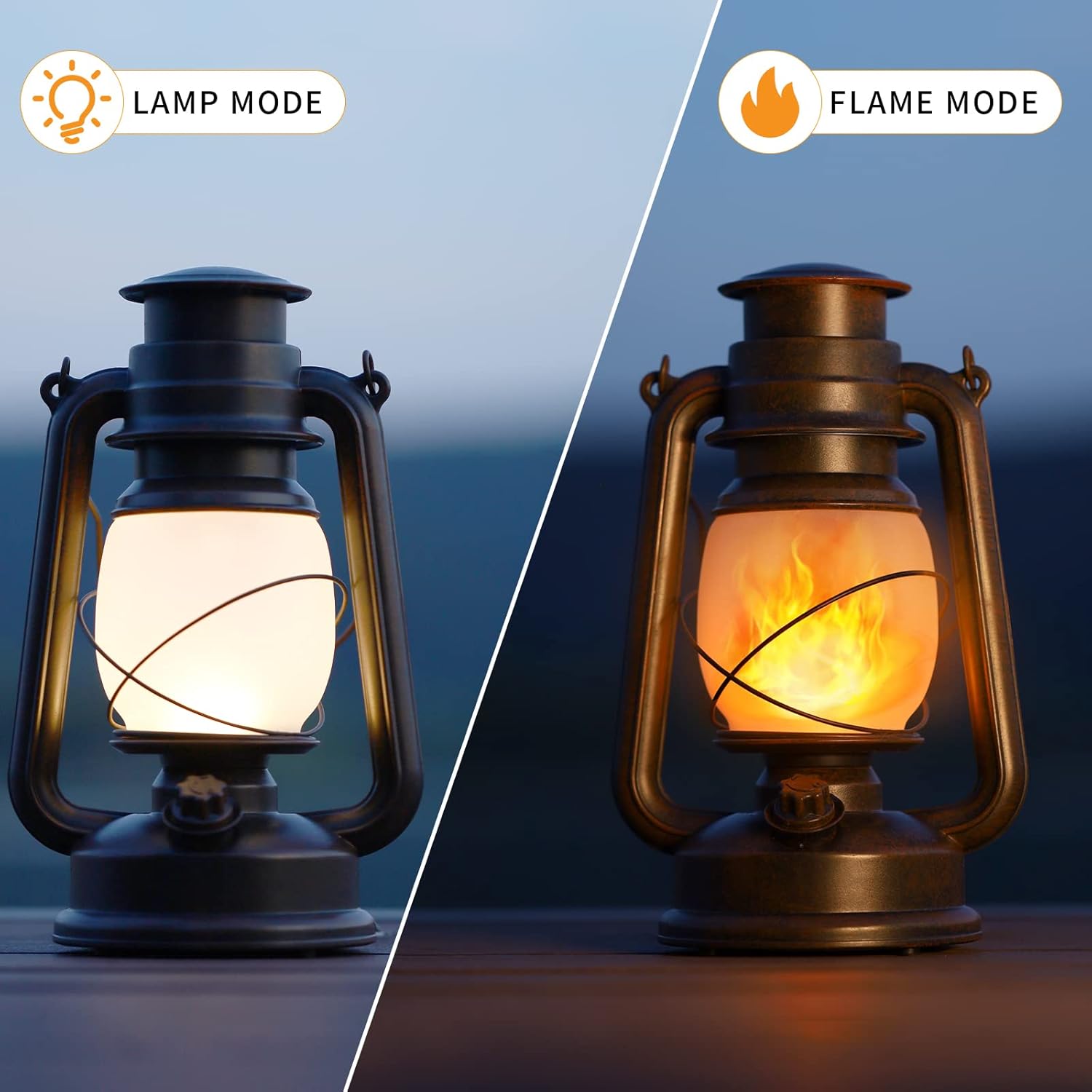 Vintage LED Camping Lanterns, Battery Operated with Remote, Waterproof Outdoor Decor B158