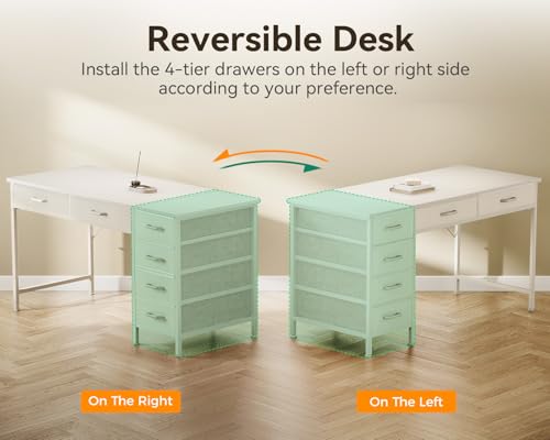 Computer Desk with 6 Drawers, 40 Inch Small Desk with Storage L2851