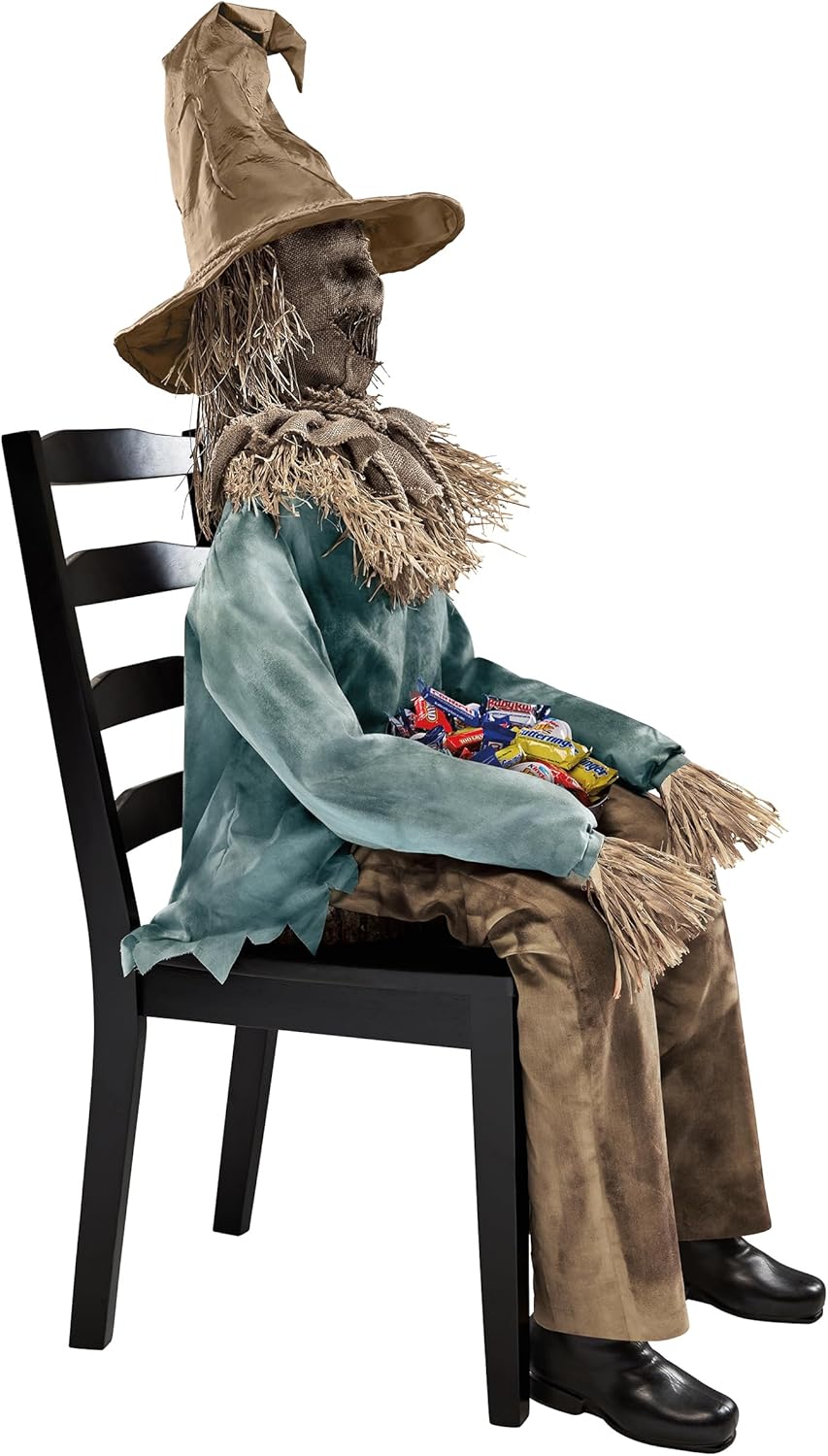 Scary Sitting Scarecrow Animatronic Prop V34350