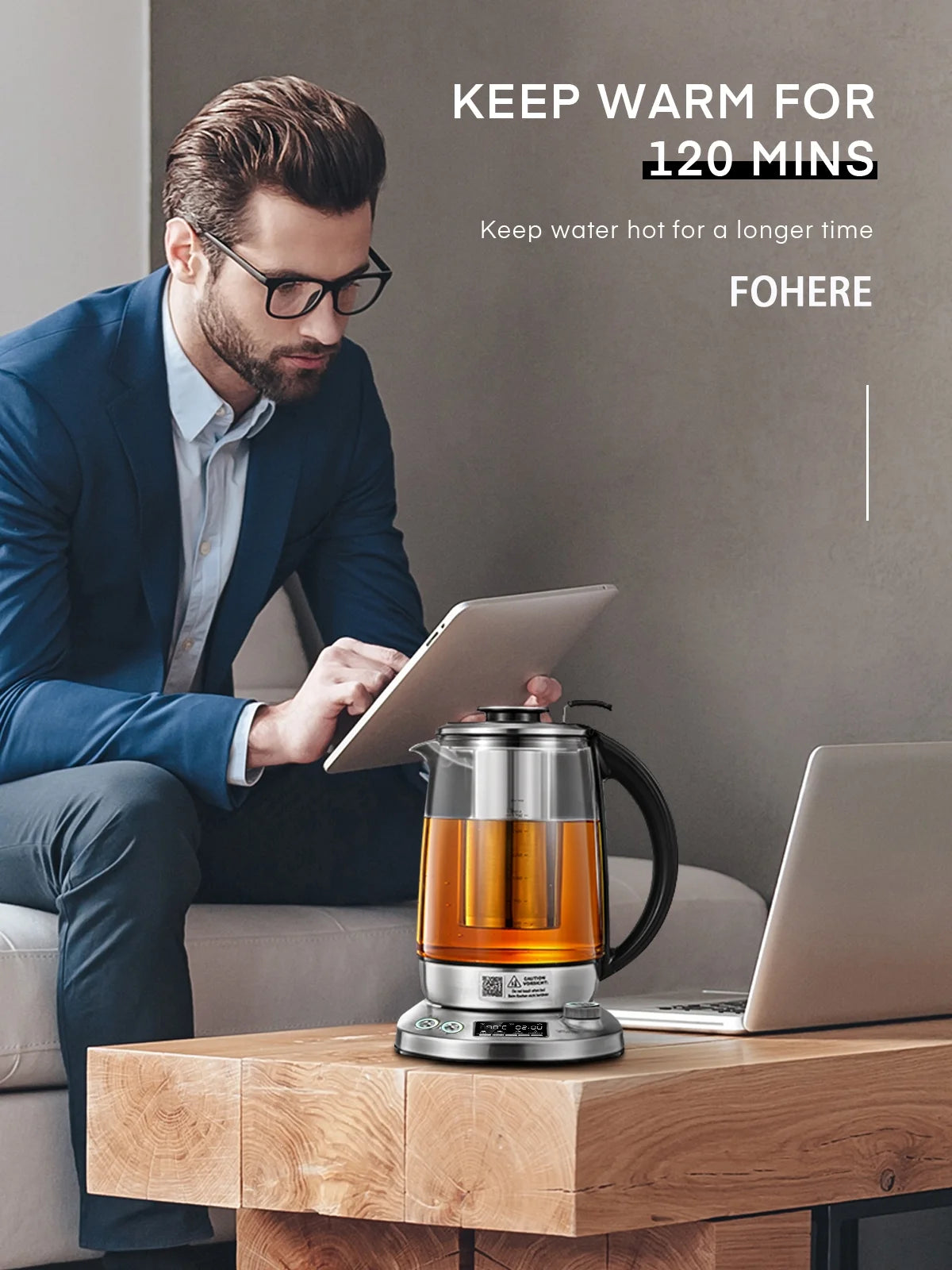 Electric Tea Kettle with Temperature Control, 1.7L C604