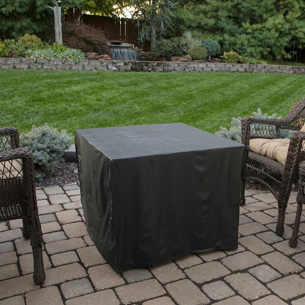 30 Inch Square 30,000 BTU LP Gas Outdoor Fire Pit Table with Mosaic Resin Mantel and Lava Rock F73658
