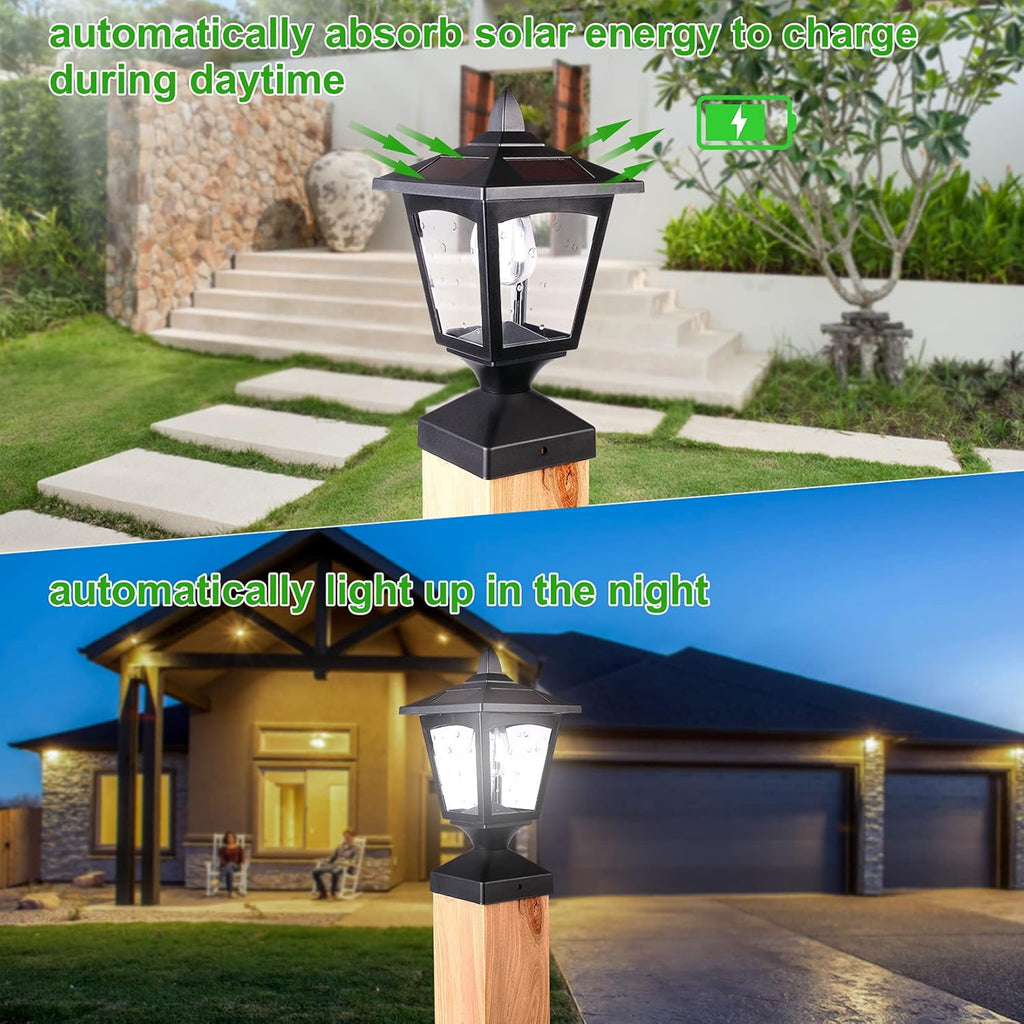 Solar Post Lights Outdoor, Waterproof for Wood Fence Deck Patio, 15 Lumens, Black K97604