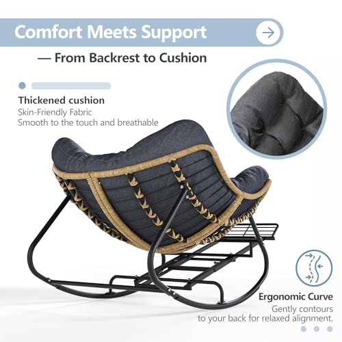 Oversized Patio Papasan Rocking Chair with Wicker Lounge G5657