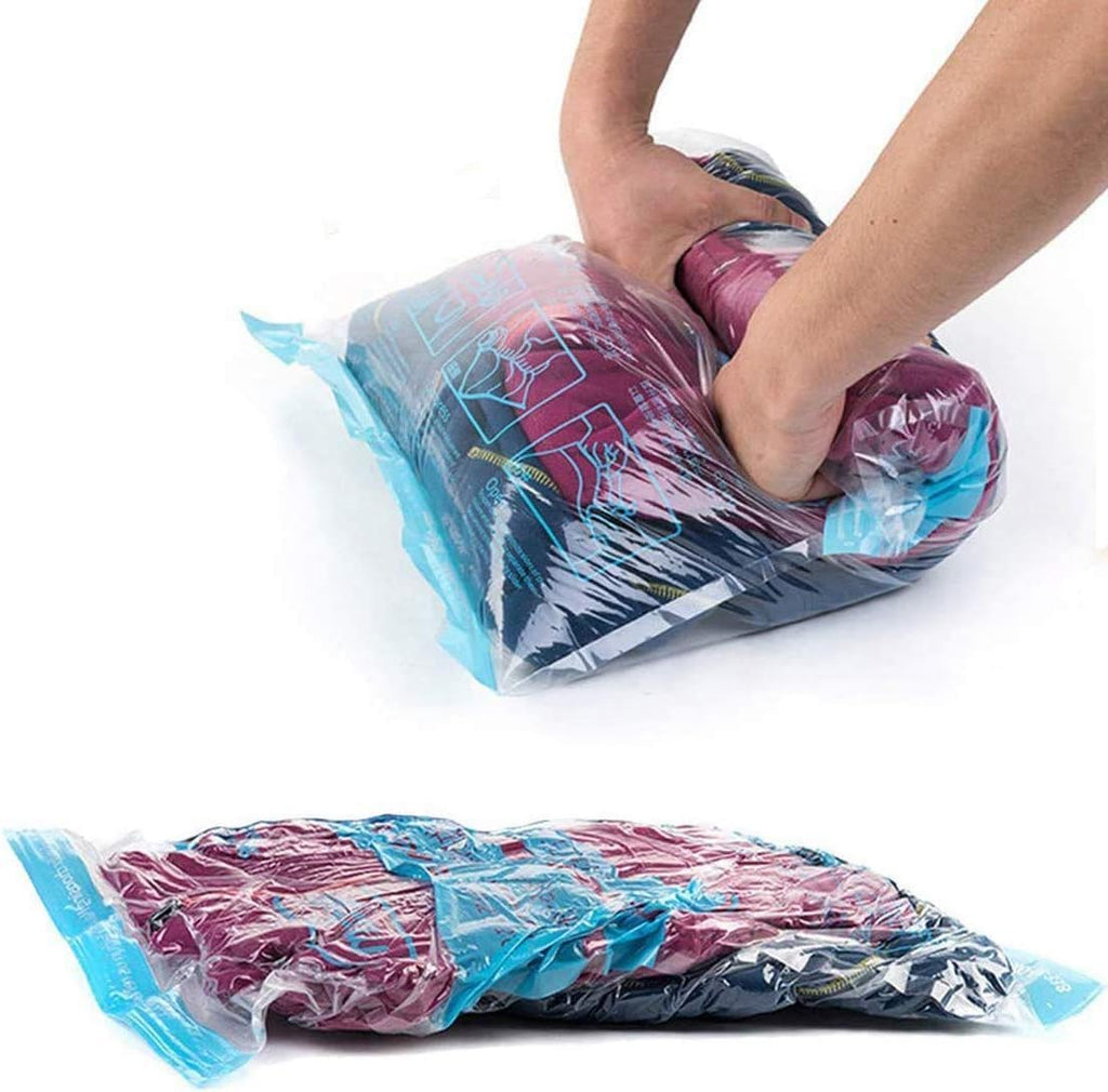 12 Pack Travel Space Saver Compression Bags for Travel, Camping and Storage, (Jumbo×4, Large×4, Small×4) Roll Up Reusable Travel Space Saver Vacuum Storage Bags, No Vacuum or Pump Needed