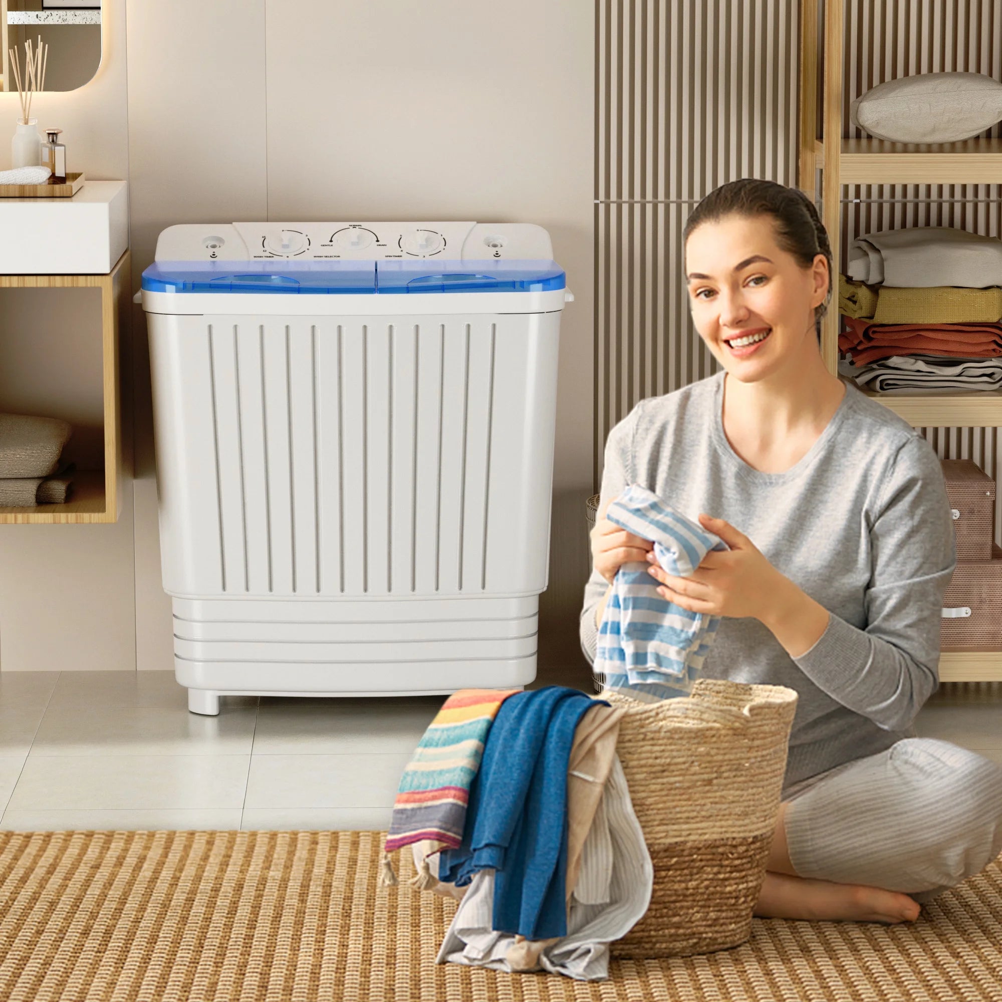 Portable Twin Tub Washer & Dryer Combo, 2.33 cu.ft., Blue V943121