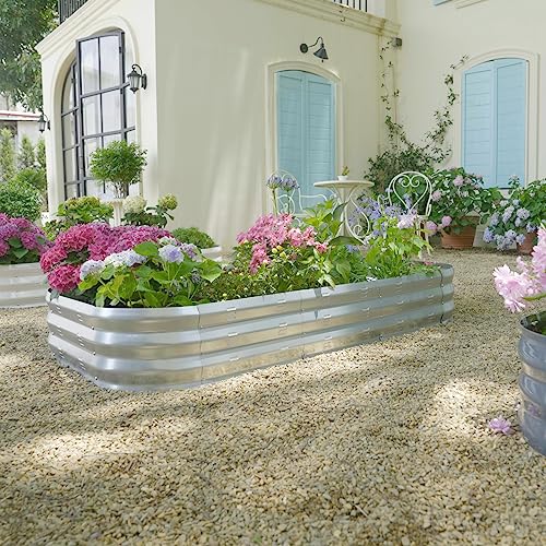 Galvanized Raised Garden Bed Kit, Large Metal Planter Box for Vegetables C7844