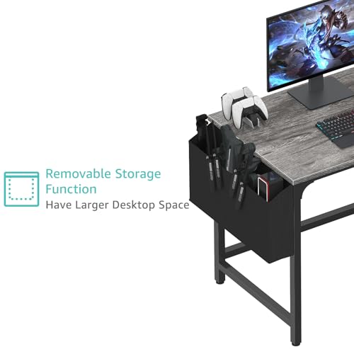 Computer Desk with Fabric Drawers, 40 Inch Reversible Gaming Desk for Small Space Home Office D876