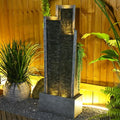 Water Fountain Outdoor Garden Fountains - 39.3"H Modern Cascading Floor-Standing Indoor Waterfall Fountain with Led Lights and Pump Water Fountains Indoor for Office, Houses, Garden, Patio