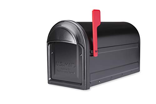 Galvanized Steel Post Mount Mailbox, Black, Large Capacity B338