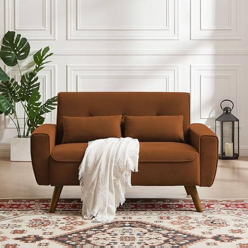 Mid Century Modern Loveseat Sofa with Wood Legs Z78752