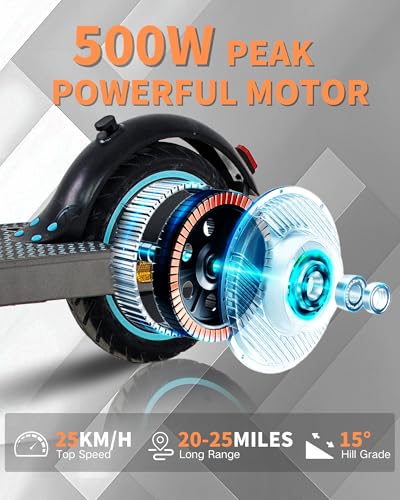 Electric Scooter for Adults, 500W Motor, Folding with Dual Suspension D383