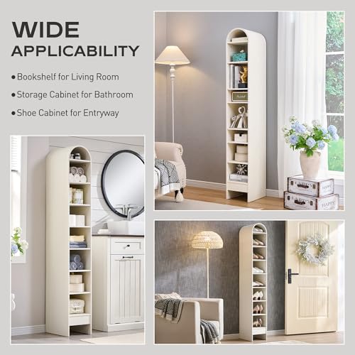 Arched Bookshelf, 7-Tier Bookcase with Adjustable Shelves A456