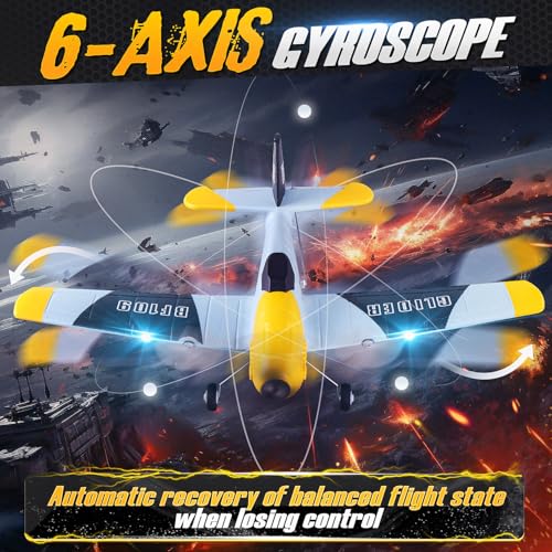 RC Plane with 6-Axis Gyro, Easy Control for Beginners, LED Lights U3567