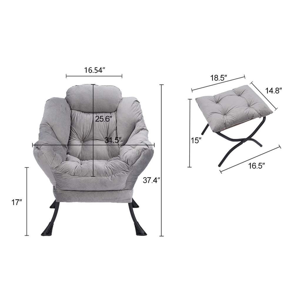 Reading Chair with Ottoman, Fabric Accent Chair for Living Room, Green A565012