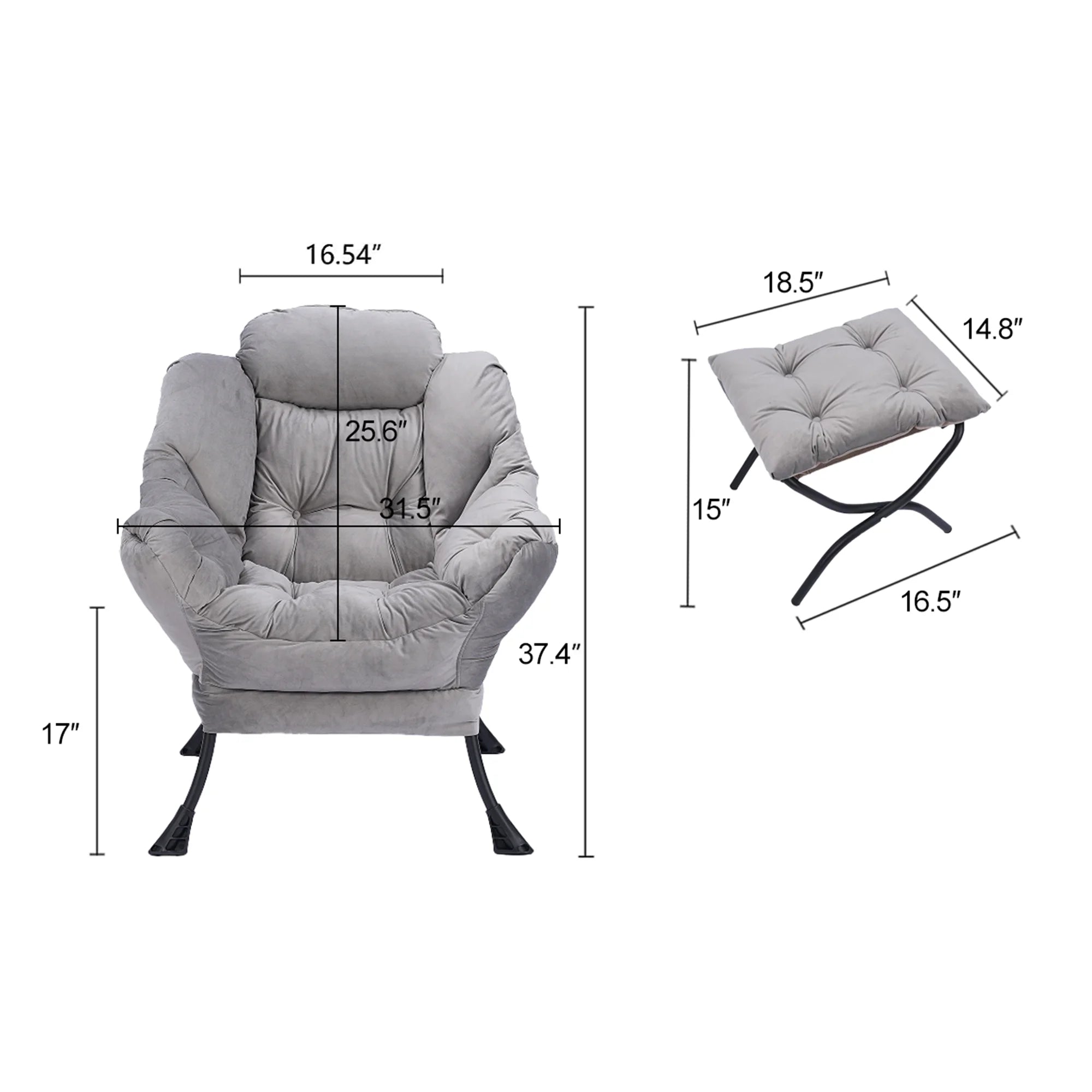 Reading Chair with Ottoman, Fabric Accent Chair for Living Room, Green A565012