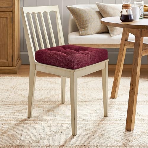 Chair Cushions for Dining Chairs 4 Pack, Tufted Memory Foam, Non-Slip Bottom, Burgundy U2577