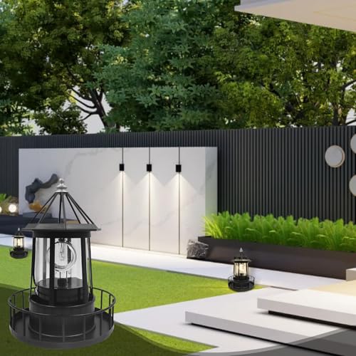 Solar Powered Rotating Lighthouse for Outdoor Garden Decor P9810
