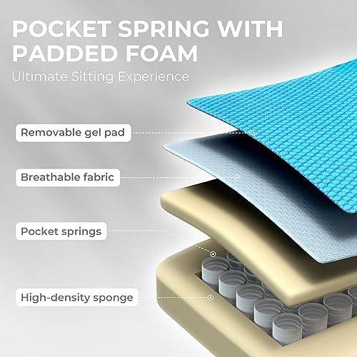 Gaming Chair with Breathable Fabric, Pocket Spring Cushion and Footrest H620