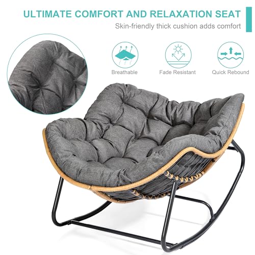 Oversized Patio Papasan Rocking Chair with Wicker Lounge G5657