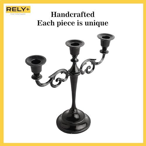 Glossy Black 10 Inch Taper Candle Holders for Table Centerpiece I92680