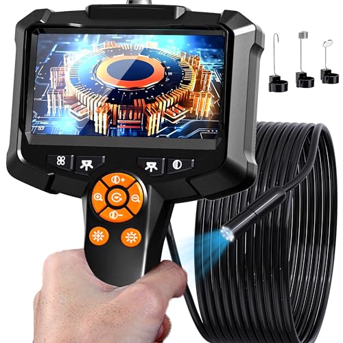 Endoscope Camera with Light, 1080P HD Borescope with 8 Adjustable Lights, 4.3" Endoscope with 16.4ft Semi-Rigid Snake Camera, IP67 Waterproof Borescopese for Sewer, Cool Gadgets & Tools for Men