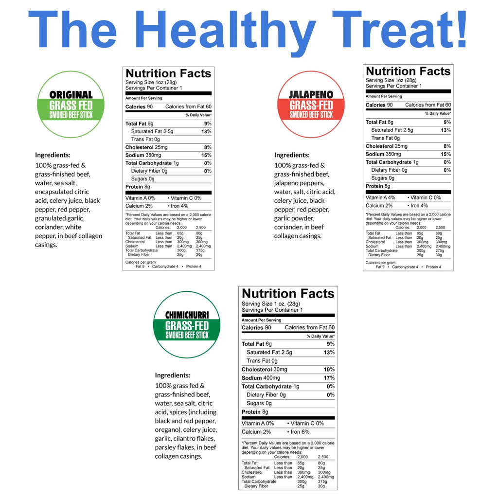 Beef Sticks Variety Pack, Grass-Fed, No Sugar, Keto-Friendly S692