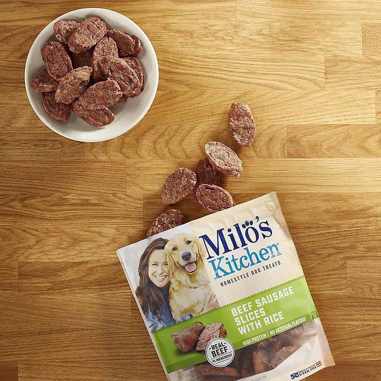 Beef and Rice Sausage Slices Dog Treats, 18 oz. J322