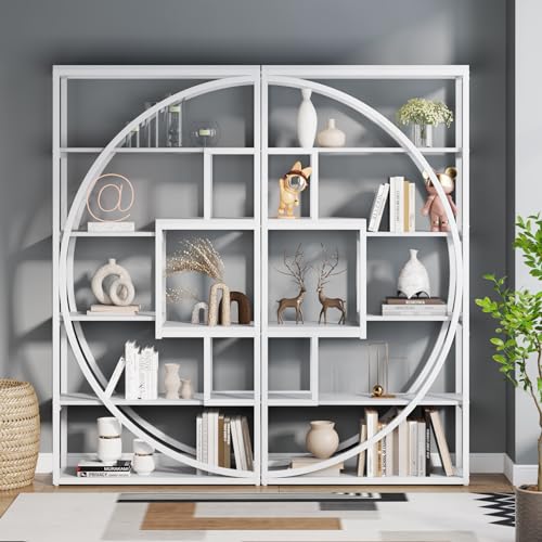 Industrial 5-Tier Etagere Bookcase, 70.8 inch Tall, 8 Open Shelves, Rustic Brown P8264