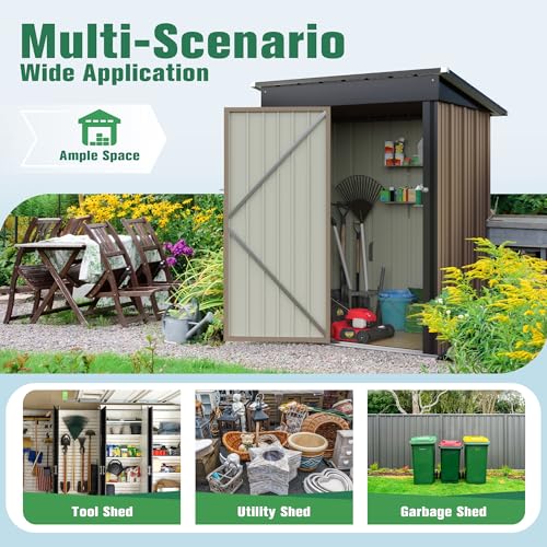 Metal Garden Storage Shed with Lockable Door for Backyard Patio Lawn Z3089