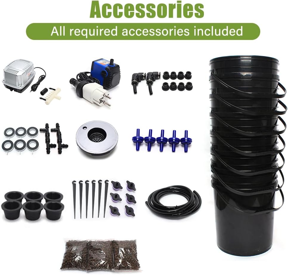 Hydroponic Growing System Kit, 5 Gallon 7 Bucket with Pump W4867