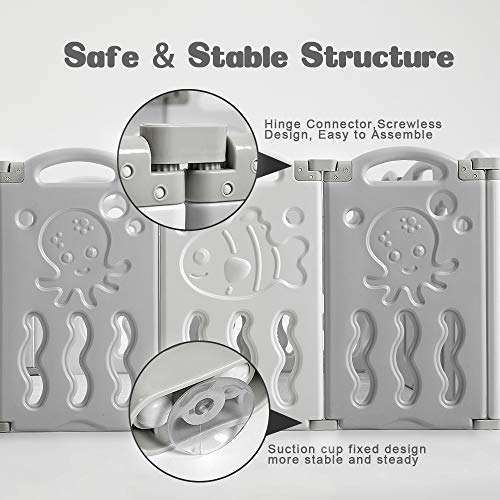 Baby Playpen, 18 Panels Foldable with Safety Gate, Indoor Play Yard for Toddlers W6593