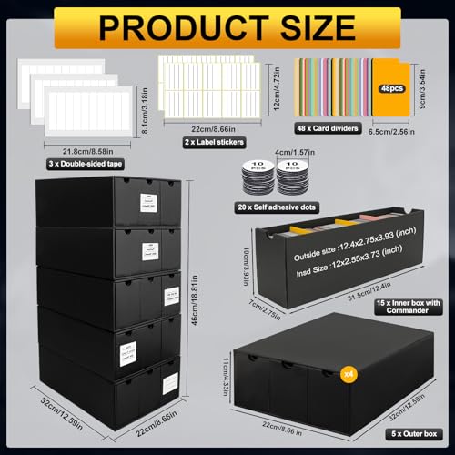 Toploader Storage Box for 3" x 4" Cards, 12 Drawer Organizer with Dividers G212877