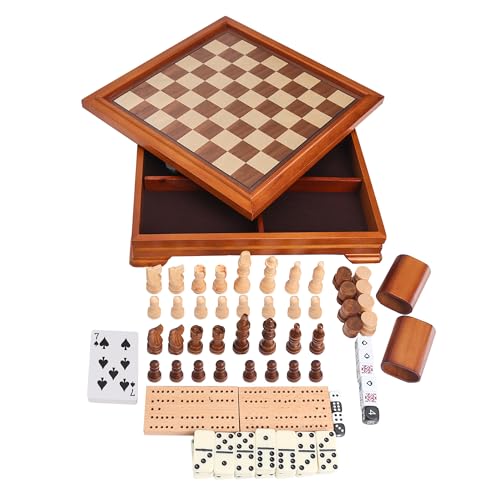16" 3-in-1 Wooden Folding Chess, Checker & Backgammon Board Game Set L259