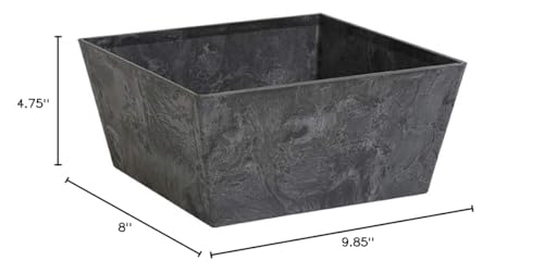 Low Square Planter, 12-Inch, Black D32070
