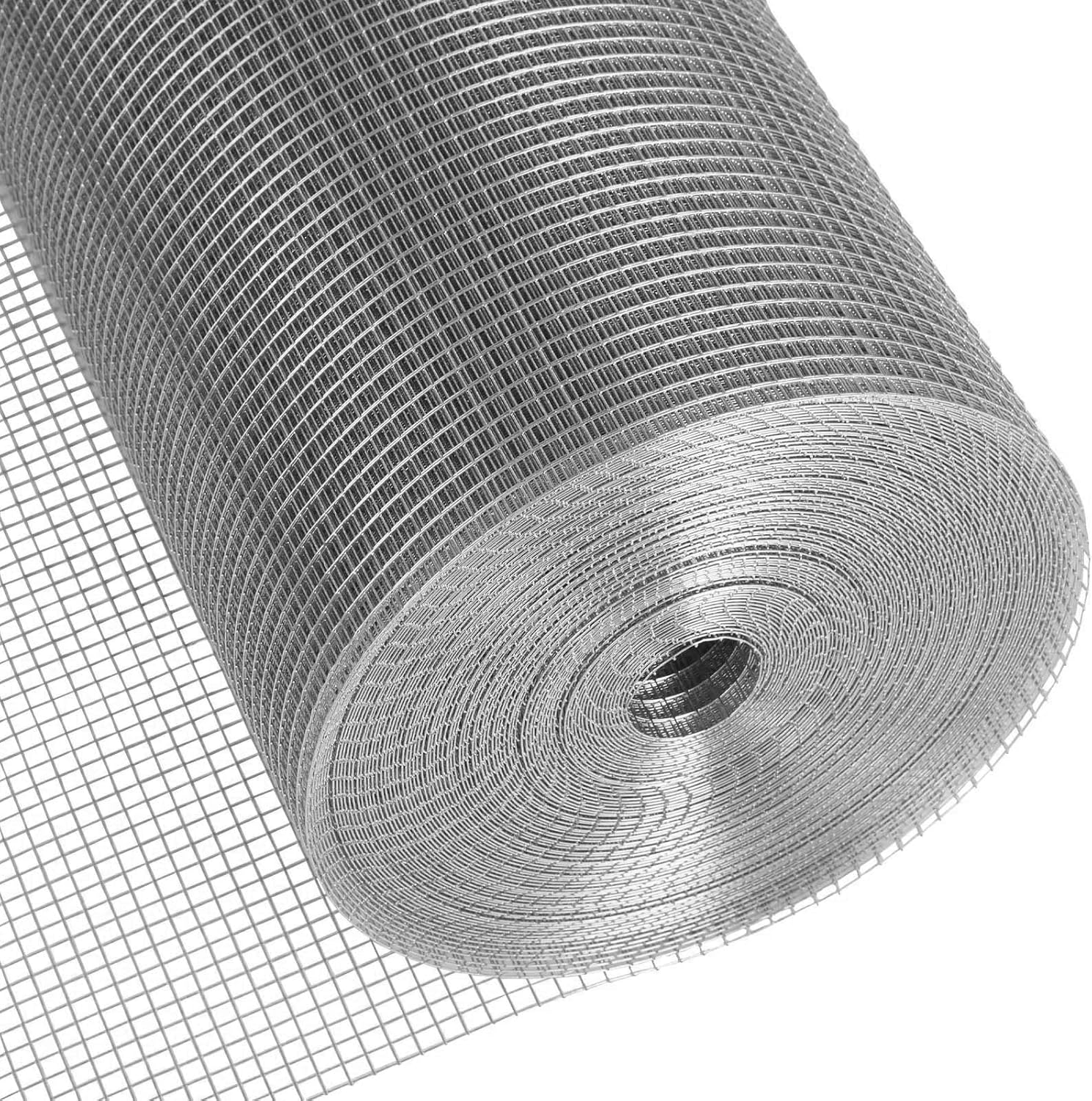 Hardware Cloth 1/2 inch 48 x 100 Ft 19 Gauge - Hot Dipped Galvanized After Welding - Chicken Wire Fencing Gopher Wire Mesh Roll Garden Fence Catio Wire Mesh Fence