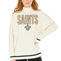 Women's Gameday Couture  White New Orleans Saints End Zone Envy Mock Neck Fleece Pullover Sweatshirt