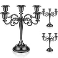 3 Pcs Metal Candelabra Candlestick Holders 10.24 Inch Tall Candlestick Holders Gothic Candle Holder for Home Wedding Church Halloween Party (Gold,5 Arm)
