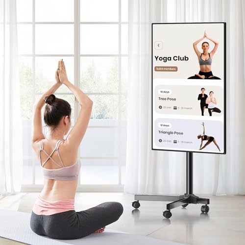 Rolling TV Stand for 13-50" Flat and Curved TVs, Height Adjustable, 30° Tilt C5936