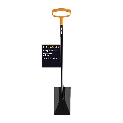 Fiskars 46" Steel Square Garden Spade Shovel with Ergonomic D-Handle, Flat Edge Garden Tool for Digging, Lawn Edging, Pruning, Heavy Duty Weed Puller Tool