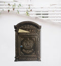 Decorative Lock Mailbox Outdoor - Metal Wall-Mounted Mailbox - Vintage Cast Iron Locking Mailbox