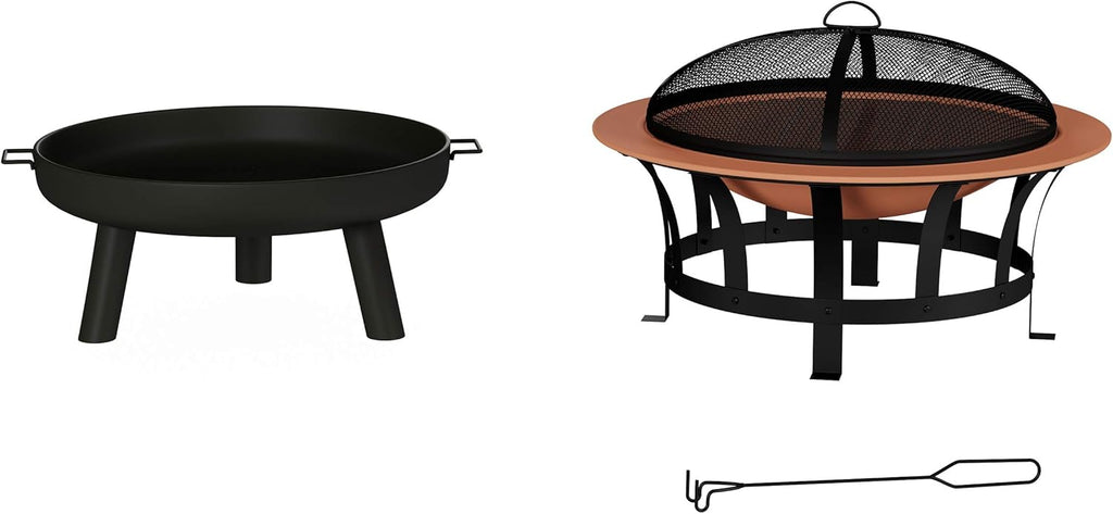 Outdoor Wood Burning Fire Pit with Cover - 27.5 Inch for Backyard, Deck, or Patio K120