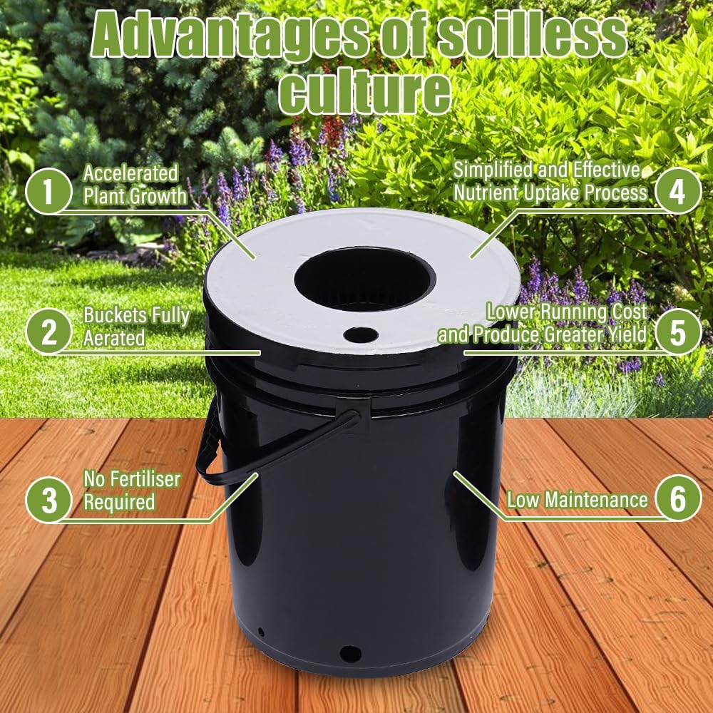 Hydroponic Growing System Kit, 5 Gallon 7 Bucket with Pump W4867