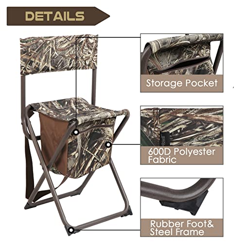 Folding Seat Lightweight Backrest Stool with Storage Pocket for Camping M7455