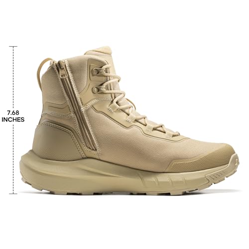 Men's Tactical Hiking Boots Lightweight Cushion Sole Side Zipper 8 Inches C799