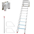 VEVOR Attic Steps Pull Down 12 Steps Attic Stairs, Alloy Attic Access Ladder, Blue Pulldown Attic Stairs, Wall-mounted Folding Stairs for Attic, Retractable Attic Ladder with Armrests, 9.8 feet Height