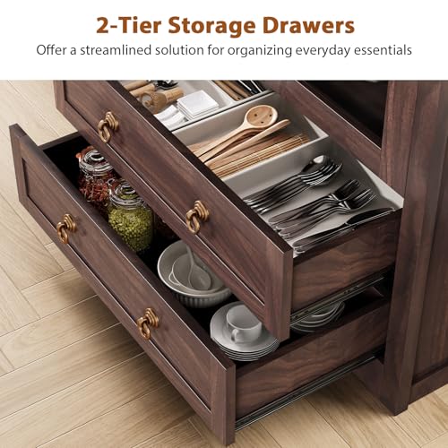 Arched Bookshelf Pantry Cabinet with Drawers and Shelves, 71" Tall P830902