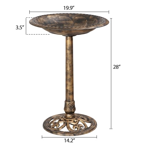 Antique Green Resin Pedestal Bird Bath for Outdoor Garden Z630