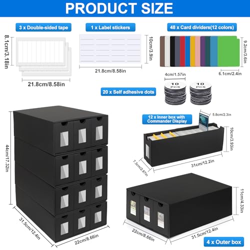 Trading Card Storage Box with 48 Dividers and Labels K306