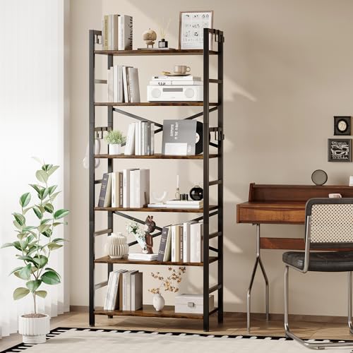 3 Tier Industrial Bookcase, Rustic Etagere Bookshelf for Living Room U5786